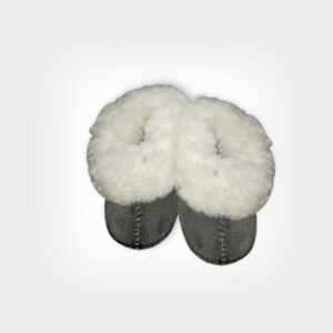 Dark Grey Sheepskin Slippers for Babies