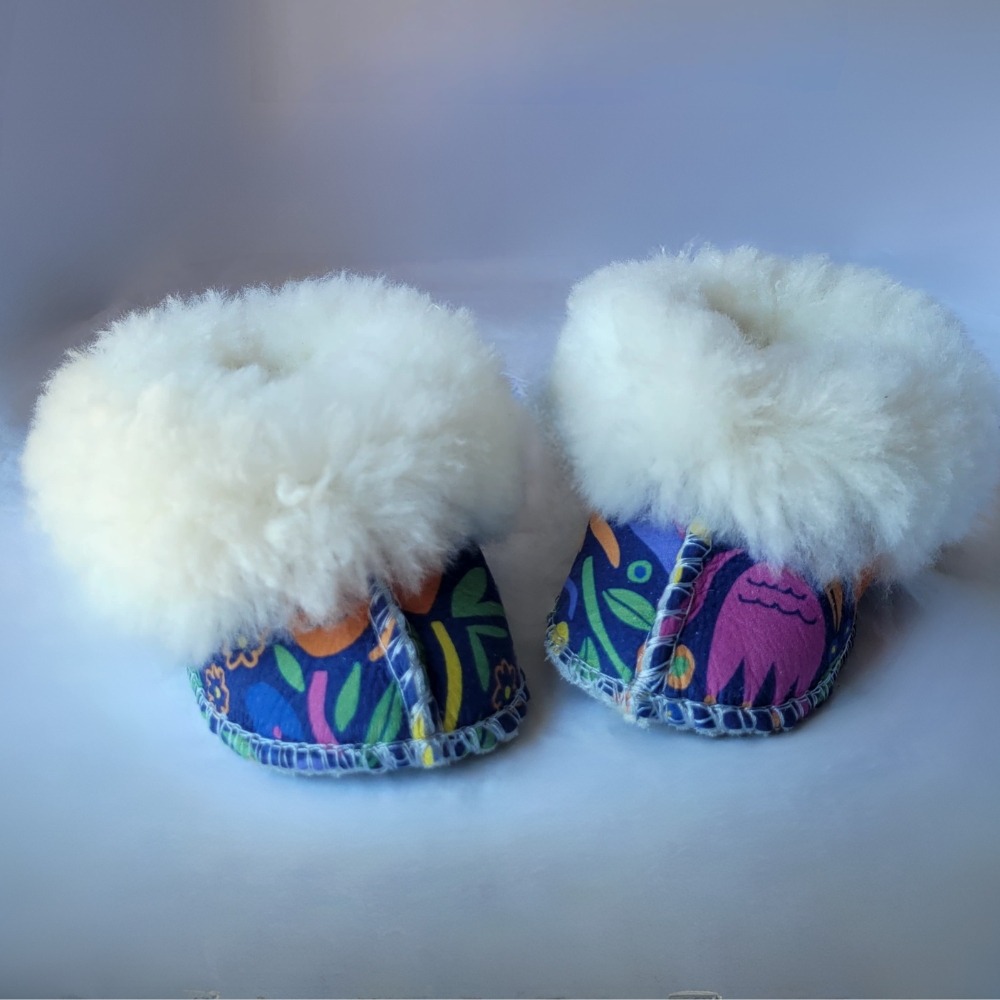 Springtime Floral Infant Sheepskin Slippers