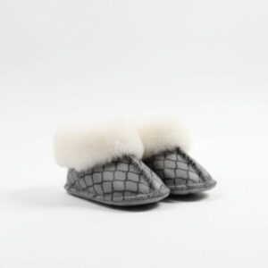 Moroccan Grey Sheepskin Slippers for Babies