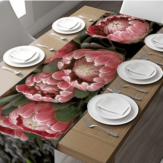 Vivid Protea Table Runner, Local is Lekker ZA- South African Christmas