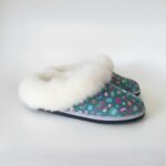 Rainbow Leopard Sleek Sheepskin Slippers with Fluffy Collar – Made in SA